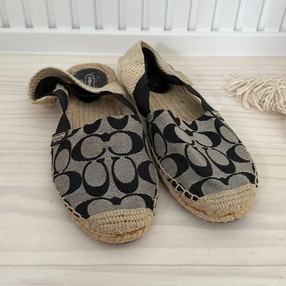 Coach Black and Tan Espadrille Flats